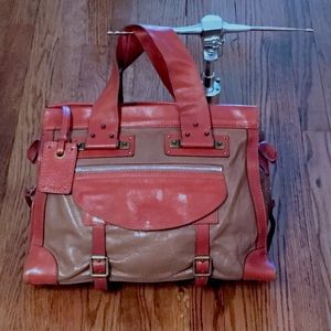Authentic Chloe Cognac & Taupe Leather Tracy Bag